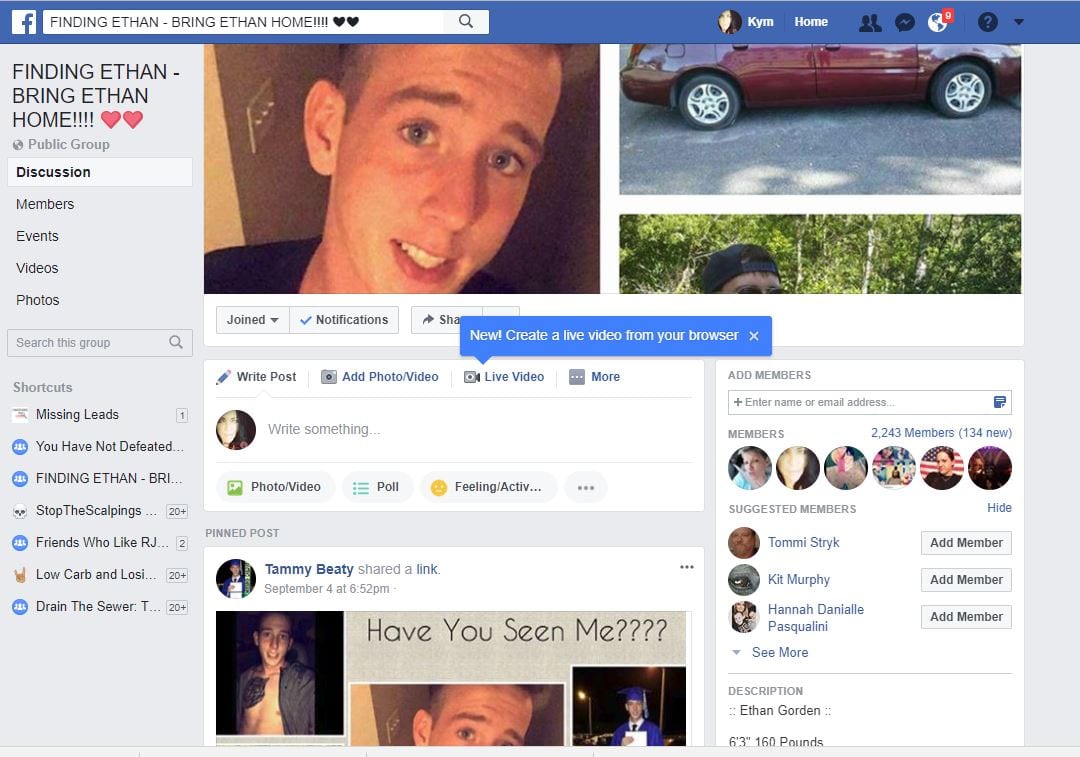Finding Ethan Gorden on FB