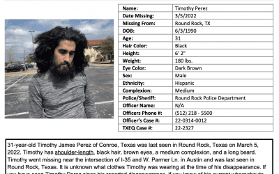 Have you seen Timothy Perez? Texas man believed to be “missing voluntarily” by Round Rock police.